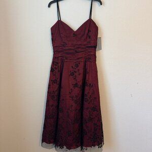 NWT Vintage Adrianna Papell Boutique Dress Women's 12 Beaded Mesh Red Black Y2K